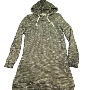 Fabletics Womens S Yukon Sweater Dress Hooded Tweed Shift Black‎ Ivory Lined
